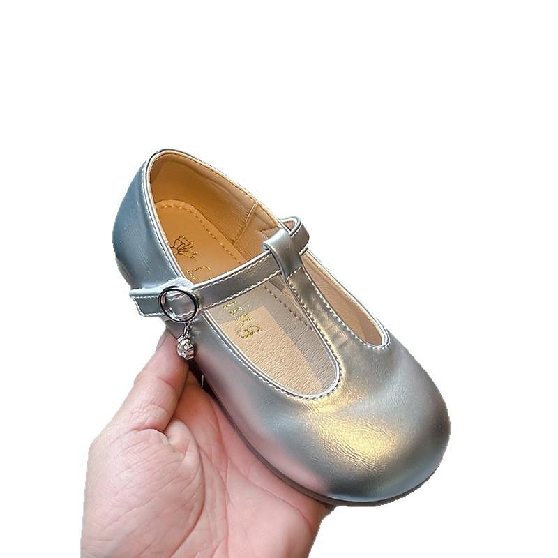 Korean-style children's shoes, niche and fashionable, soft-soled leather shoes, shallow-mouth, versatile, retro princess shoes, flat-soled,