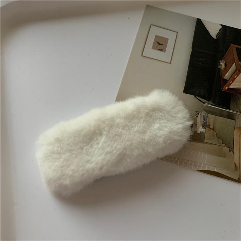 1/3/5Pcs Autumn Winter Hair Clips For Girl Woman Waterdrop Square Barrettes Solid Color Faux Fur BB Hairpins Soft Hair Accessory