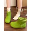 2025 autumn and winter new fashion snow boots thickened warm cotton shoes mustard green cute bread shoes flat short boots
