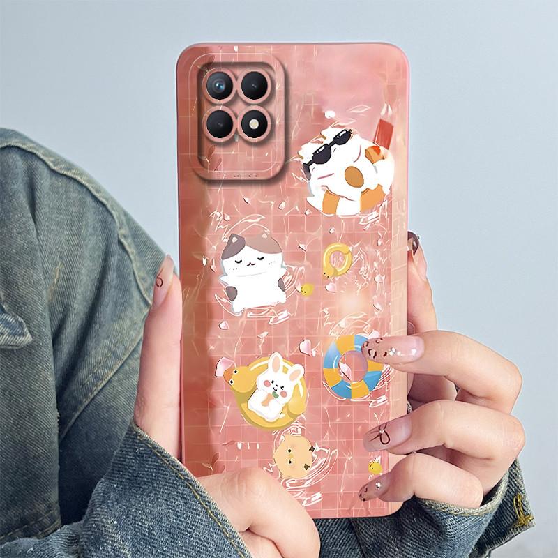 For OPPO Realme 8i 4G Phone Case RMX3151 RMX3286 Soft Silicone Capa for realme Narzo 50 Lovely panda Cartoon Flower Funda Cover