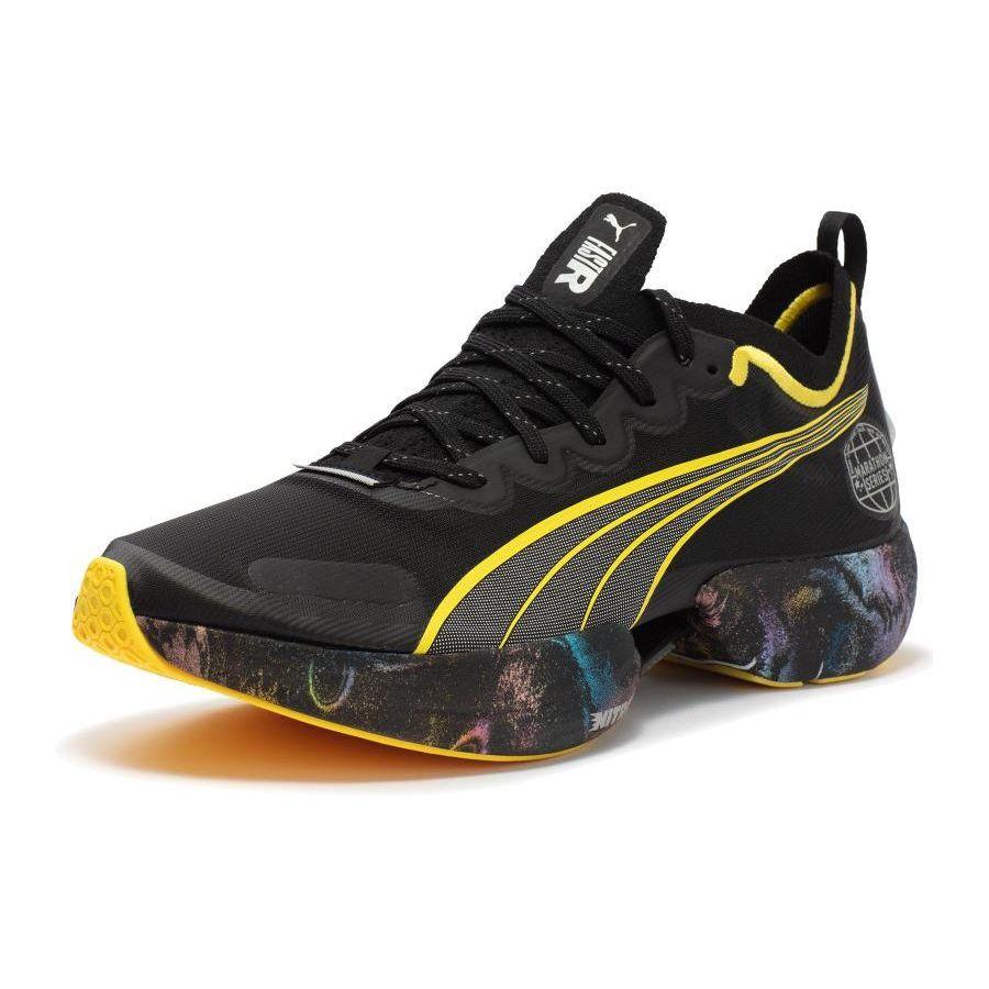 Puma Fast-R Nitro Elite Marathon Series Men Sneakers Black Yellow-Blaze Strawberry-Burst 378465-01