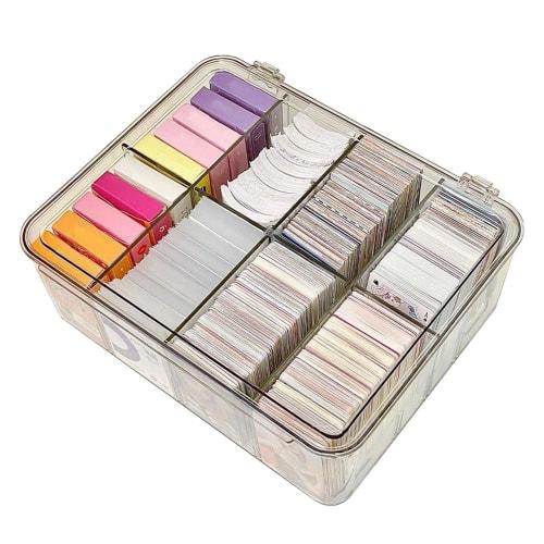 No-brand Large Capacity Card Case, Trading Card Case, Trading Card Collection, Customizable Dividers, Lid Included, Transparent, Anti-Stain, Horizonta
