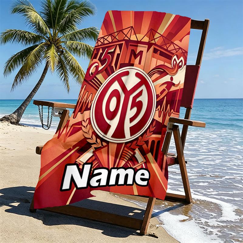 Custom Name Personalized 05 1FSV Mainz 05 Print Beach Towel, for Trip Camping Beach Party Home Decor, Birthday Gift for Family & Friends