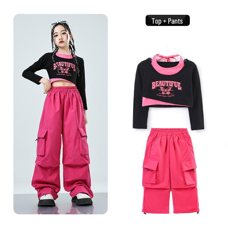 Girls' Trendy Street Dance Hip Hop Performance Outfit