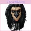 Máscara de Látex de Macaco de Cabelo Longo Preto para Fantasias de Halloween e Role Play de Festa
