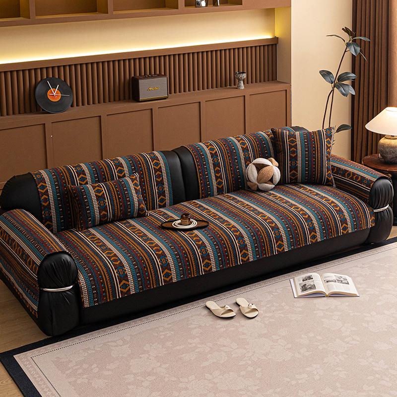 

1pcs Bohemian Ethnic Snowy Neil Couch Mats All Season Universal Anti Cat Scratch and Non Slip Sofa Cushion Colorful Striped Living Room Decorations pillowcase 30*50cm 1pcs