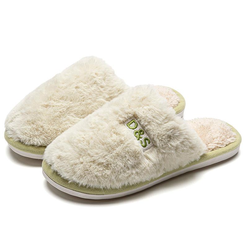 2026 Women's & Men's Non-Slip Warm Plush Closed-Toe Cotton Slippers for Autumn/Winter Indoor Use