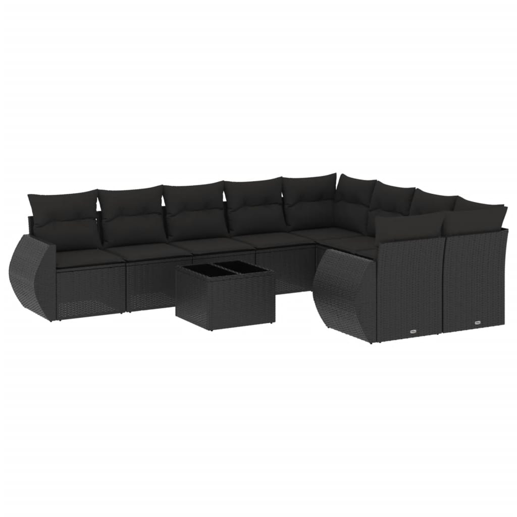 Vidaxl 10-Cz. Set da Giardino, Cuscini Rattan Nero Pe