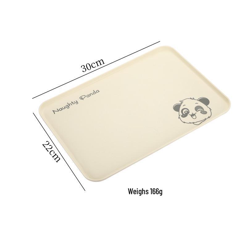 Cream Style Little Bear Rectangular Tea Tray for Cups, Snacks, and Fruits