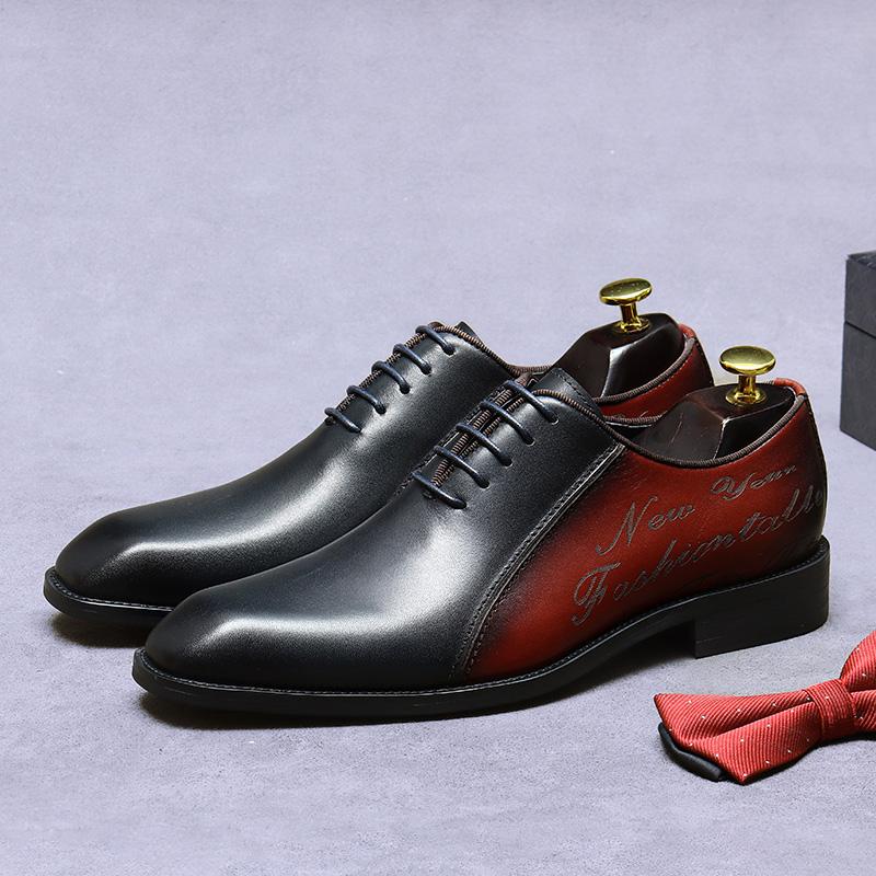 Fashion Handmade Office Shoes Vintage Design Oxford Men Dress Shoes Formal Business Lace-up Full Grain Real Leather Shoes for Men