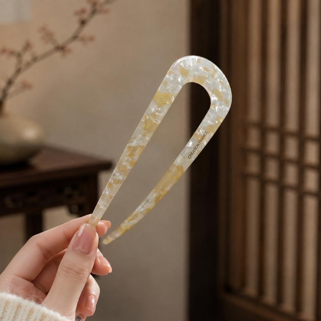 Acetate U Shaped Hair Pin for Women French Twist Hair Fork Tortoiseshell Bun Stick Korean Vintage Updo Hair Accessories for Buns