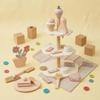 Wooden Dessert Playset Smooth Painted Finish Pretend Confectionery Stand Assorted Accessories