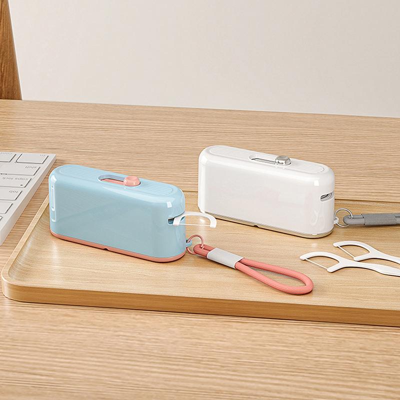 Floss Dispenser Automatic Ejectable Floss Organiser Oral Care Press-On Disposable Flossing Sticks Refillable Storage Box