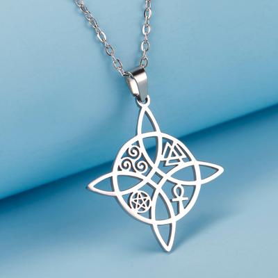 My Shape Celtics Knot Pendant Necklaces Stainless Steel Chain Ankh Cross Pentagram Valknut Pattern Chain Necklace Jewelry Gifts