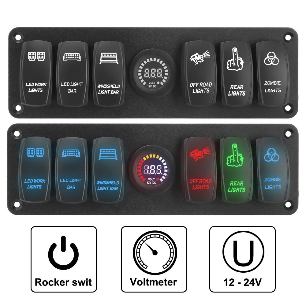 6 Gang 24V 12V Switch Panel Car Light Toggle Truck Buttons Voltage Test RV Caravan Accessories For Boat Marine Trailer CamperGood product