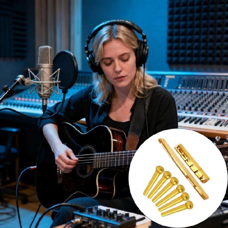 Acoustic Guitar Hardware Upgrade Set with Precisions Engineered Metal Bridge Part Suitable for Superior Note Articulations