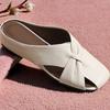 Women's Butterfly Knot Slip-On Flat Bottom Sandals Spring Autumn Outdoor Wear PVC Material Square Head Casual Slippers