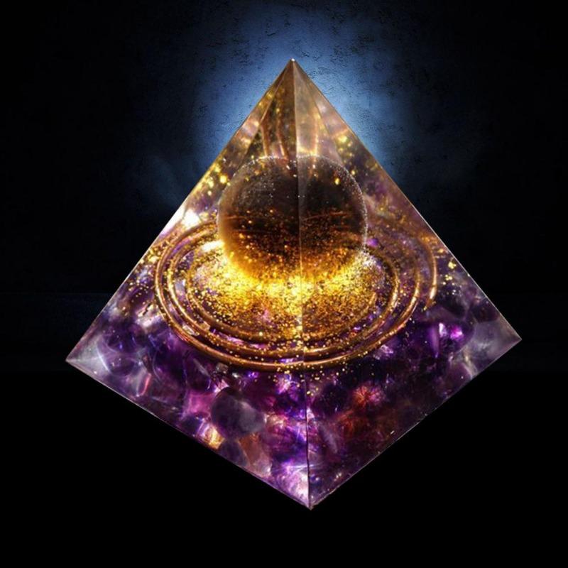 Magische Orgonit-Pyramide, Amethyst-Kristallkugel mit blauem Quarz, natürlicher Kristallstein, Orgon-Energie, Heilung, Reiki, Heim- und Bürodekoration