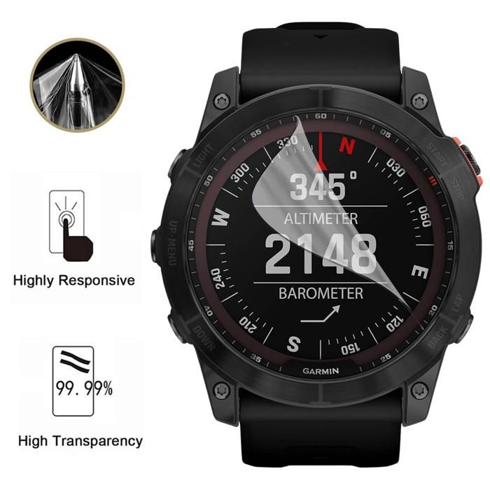 Screen Protector for Garmin Fenix 7X [6 Pack] Ultra Thin Resistant Protective Plastic Film Phonillico
