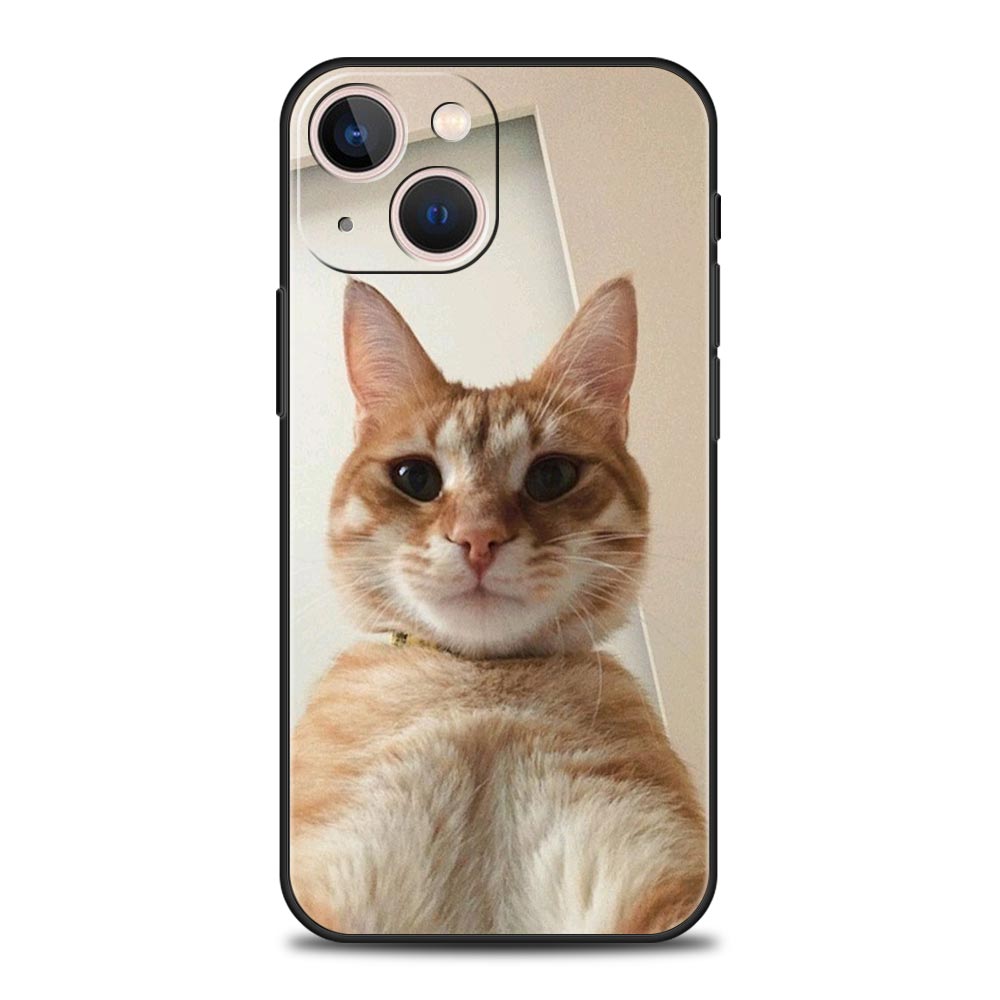 Kawaii Love Cat Phone Case For iPhone 17 16 15 Pro Max 11 12 13 14 7 8 Plus SE 2020 X XR XS Cover Soft Black