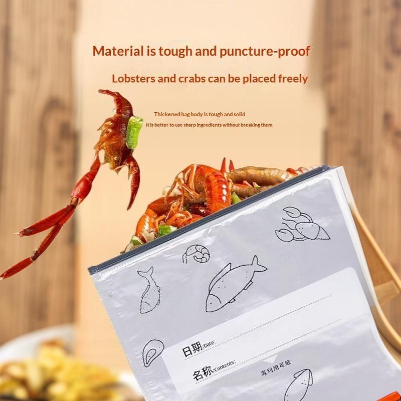 50Pcs Reusable Aluminum Foil Food Storage Bags Leakproof Seal Writable Label Perfect For Freezing Meat Fridge Organization