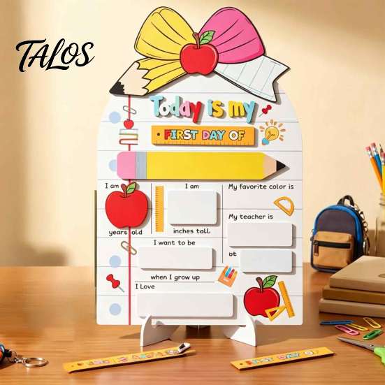 Birthday Party Sign First and Last Day of School Board for Kids, Reusable Wooden Handwritten Note Holder Chalkboard Sign, Cute Writing Daily