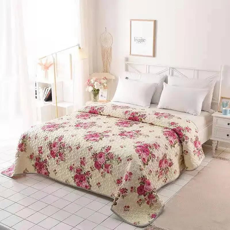 Tagesdecke Gewaschene Baumwolle Gesteppte Bettdecke Queen King Size Ländlicher Stil Rutschfestes Laken Decke Steppdecke Warm Bedruckte Bettwäsche