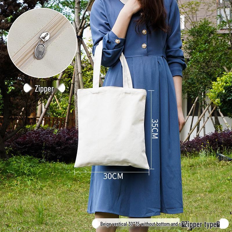 Customizable White Canvas Tote Bag with High-End Feel