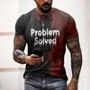 Men's T-Shirts Problem Solved Bloody 3D Print Halloween Short Sleeve T Shirt O-Neck Oversized Tees Harajuku Tops Unisex Clothing
