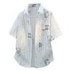 Sommer Hemd mit Buchstabenaufdruck Kurzarm Herren Kurzarm Hemd Jacke
