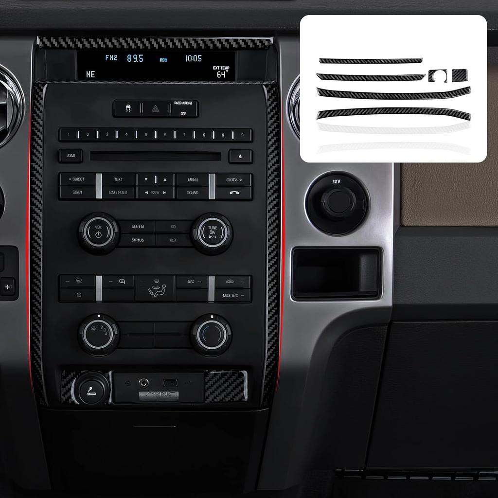 Car Carbon Fiber Dashboard Trument Panel Strip Sticker Cover Interior Trim Decal for Ford F150 2009 2010 2011 2012 2013 2014 Accessories