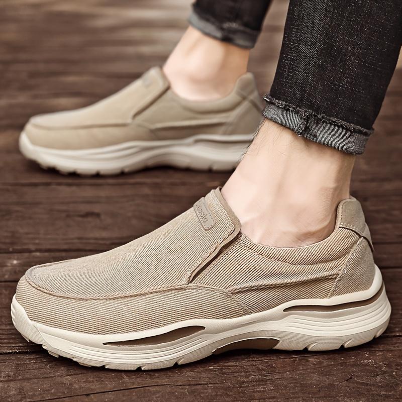 [Comfy Canvas Loafer Shoes] Comfy Plus Size Men's Solid Color Canvas Loafer Shoes - Breathable Non Slip EVA Sole Durable Walking Shoes