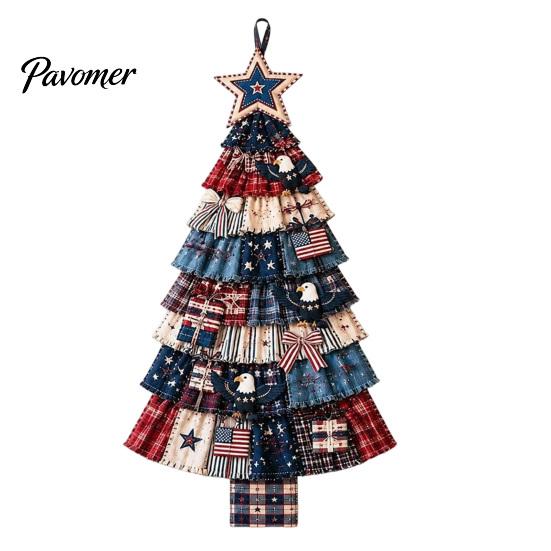 Durchdachtes handgemachtes Geschenk für Weihnachten Türhänge-Set, Patchwork-Baumdekoration DIY Nähen Texturiertes Stoff-Wandset, Rustikales Bauernhaus-Feiertags