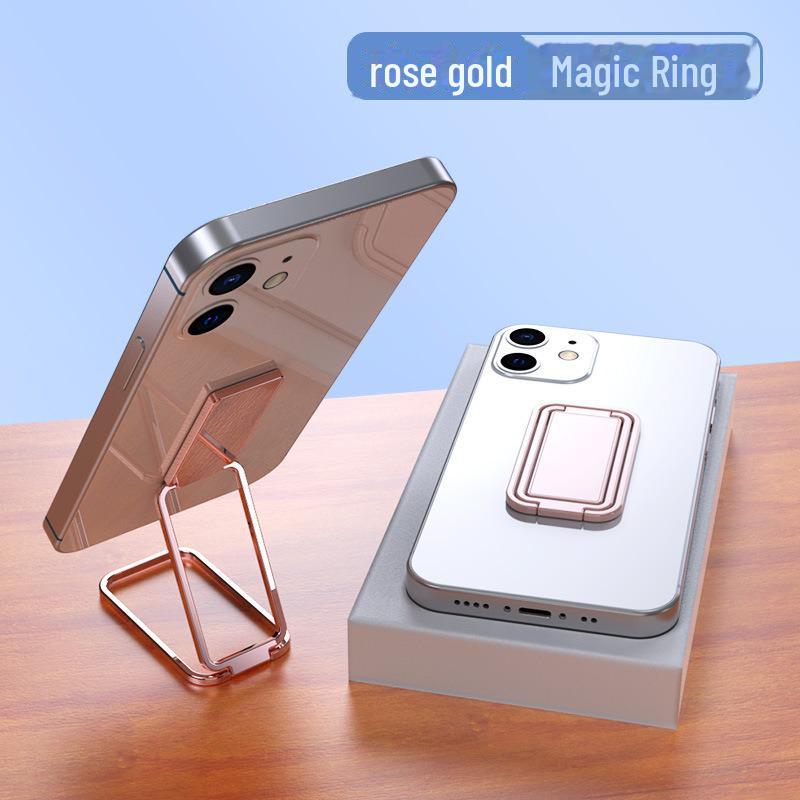 Adjustable Folding Mobile Phone Stand with Clip, Telescopic Desktop Holder, Portable Rotating Ring, Customizable Logo.