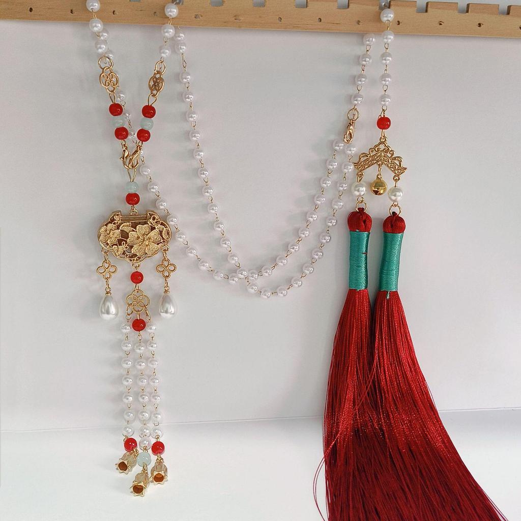 Rote Quaste Palast Halskette - Antiker Stil Pferdekopfrock Accessoire