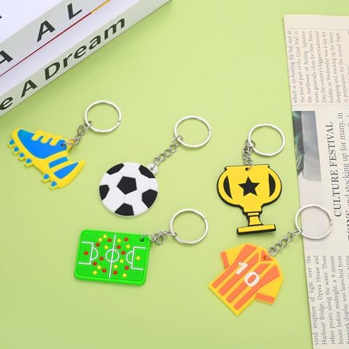 LEKABIN 5 Pack Soccer Keychain for Boys Girls Football Keyring Backpack Pendant Party Favors