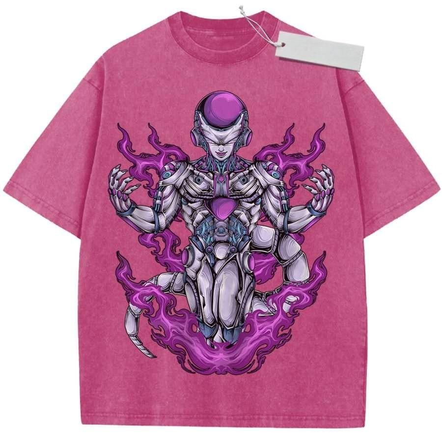 Unisex Washed Purple Vintage T Shirt Dragon Ball Frieza Final Form High Quality Fabric for Home Leisure Travel Shopping
