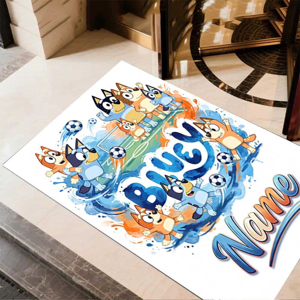 Football Fun Friends Personalized Name Area Rug Design for Kitchen Entryway Outdoor Dining Room Anti-slip Rug Anime Office Decor