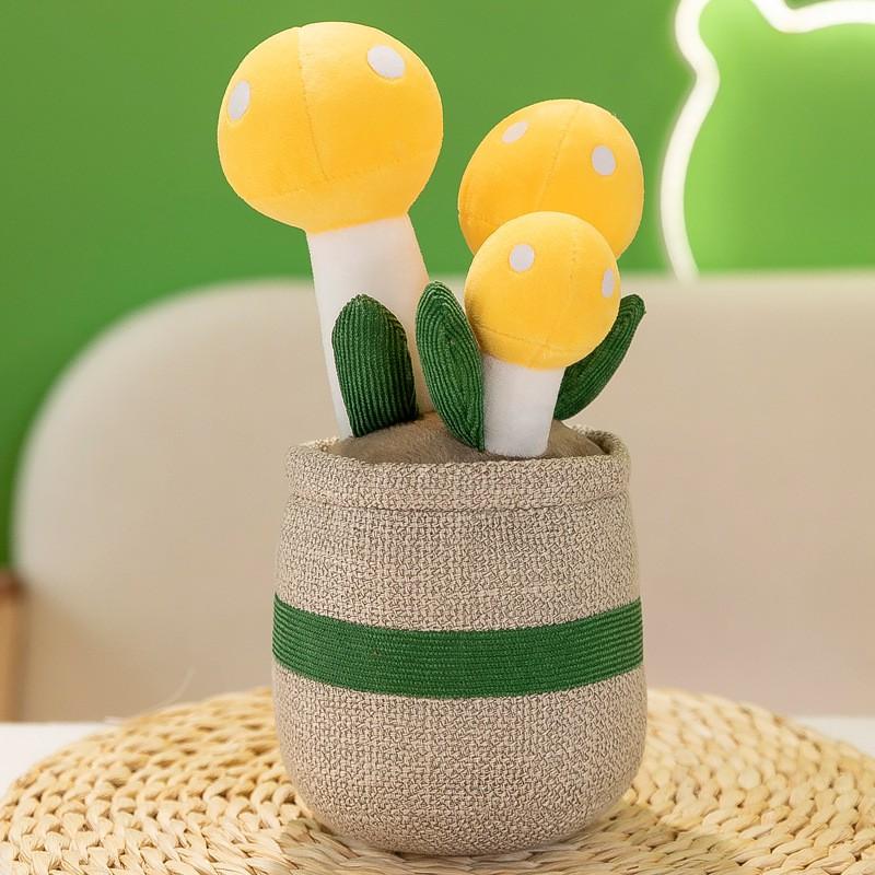 Soft Plush Mushroom Succulent Plant Toy Decor Home Office Dorm Gift - 23cm Faux Stuffed Animal