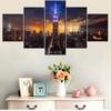 5 Pieces Canvas Wall Arts Landscape Poster Painting World Empire State Building Wallpaper Home Decor Picture Printing Artwork