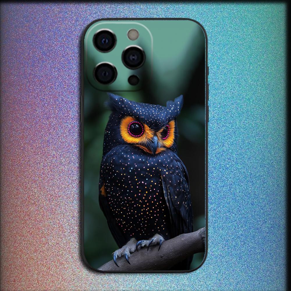 Pet Cute Owl Phone Case For iPhone 16,15,14,13,12,11,Pro,X,XS,Max,XR,Plus,Mini Soft Black Cover