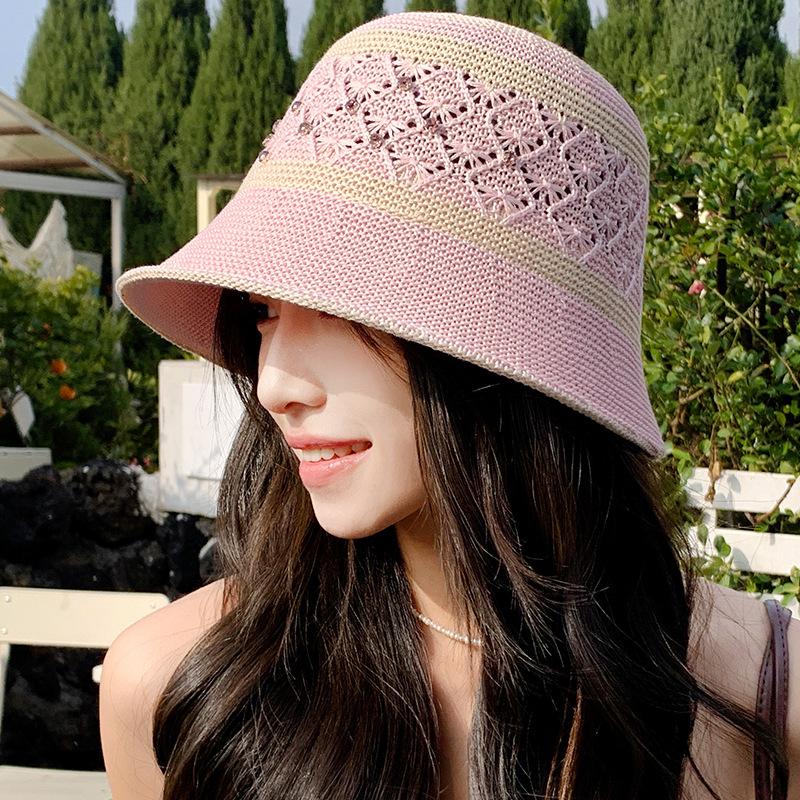 

Летняя новая шляпа женская универсальная вязаная шляпа-ведро летняя дышащая солнцезащитная солнцезащитная защита от УФ-лучей шляпа-панама Average size