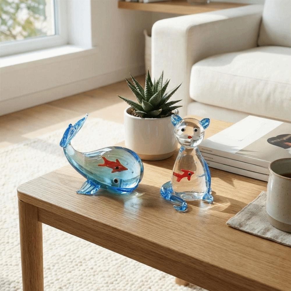 Cartoon Miniatur-Aquarium-Dekoration Transparente Katze Schreibtisch-Dekoration Miniatur-Dekor