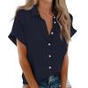 Damen Kurzarmhemden Einfarbig Casual Button Down Bluse Tops Mit Brusttasche