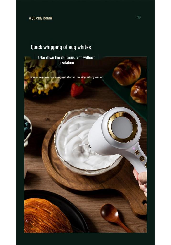 Handheld Wireless Electric Egg Beater & Cream Whipper with Dual Rods for Baking