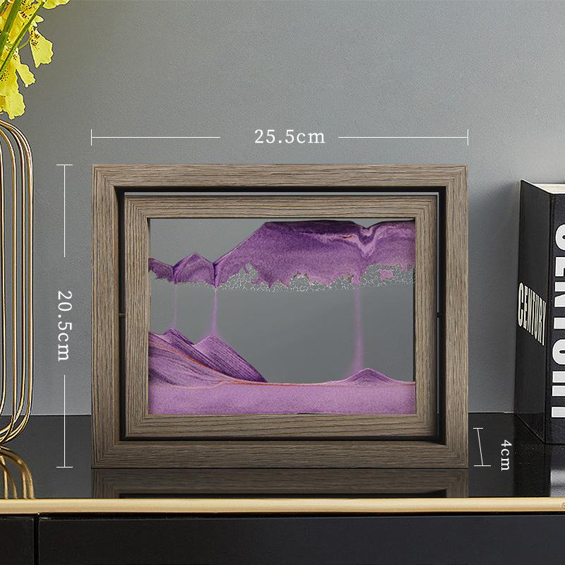 Moving Sand Art 3D Sandscape Quicksand Liquid Hourglass Rotatable Wooden Frame Flowing Sand Painting Office Home Decor Gifts