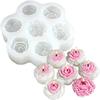 7-fache Schokoladenkuchen-Backform 3D Rose Pfingstrose Kerze Seife Form Neue Blumen Silikonformen