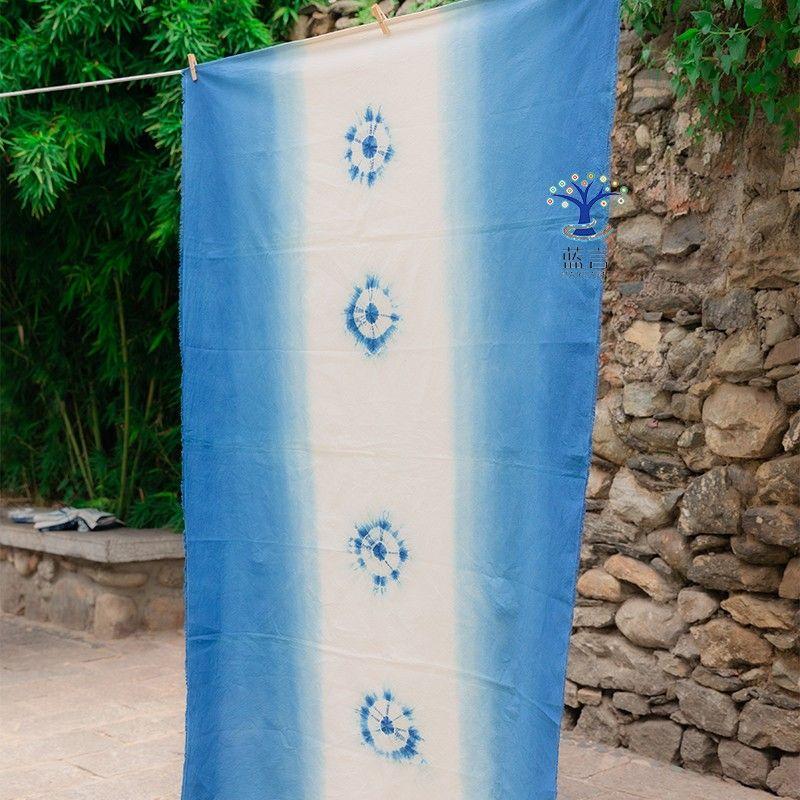 

Dali Lanyan Tie-Dyed Tablecloth Cotton Dining Table Fabric TV Cover Towel Idyllic and Retro Tablecloth Decorative Cloth Hibiscus by the stream 120*120cm