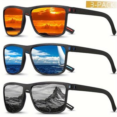 3PCS Vintage Mens Sunglasses Men Outdoor Sports Windproof Sand Classic Driving Fishing Sun Glasses UV400 Protection