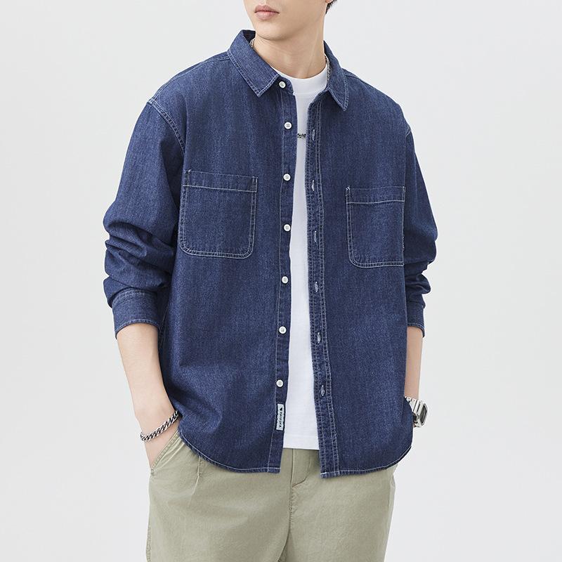 Japanese Retro Denim Shirt Men's Trendy Versatile Loose Casual American Spring New Shirt